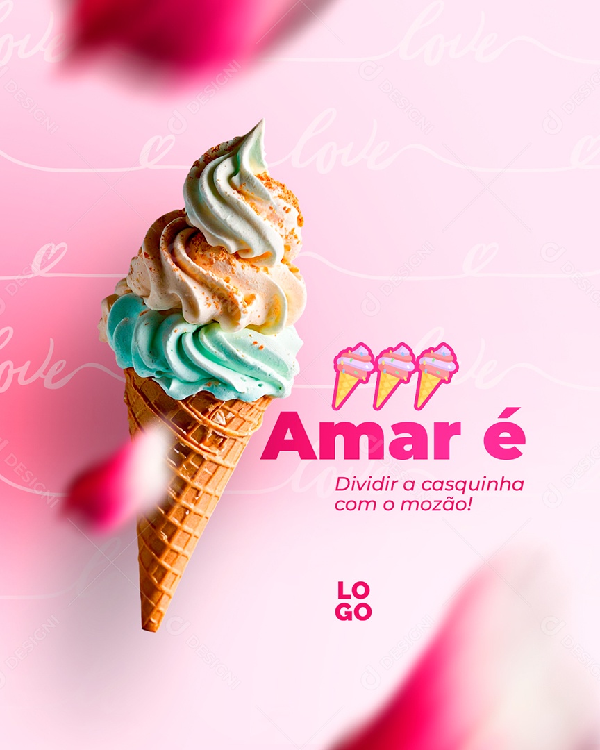 Dia Dos Namorados Amar é Dividir Social Media PSD Editável