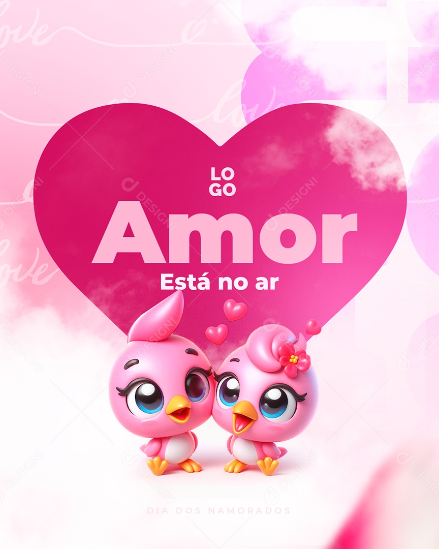 Feliz Dia Dos Namorados O Amor Está no Ar Social Media PSD Editável