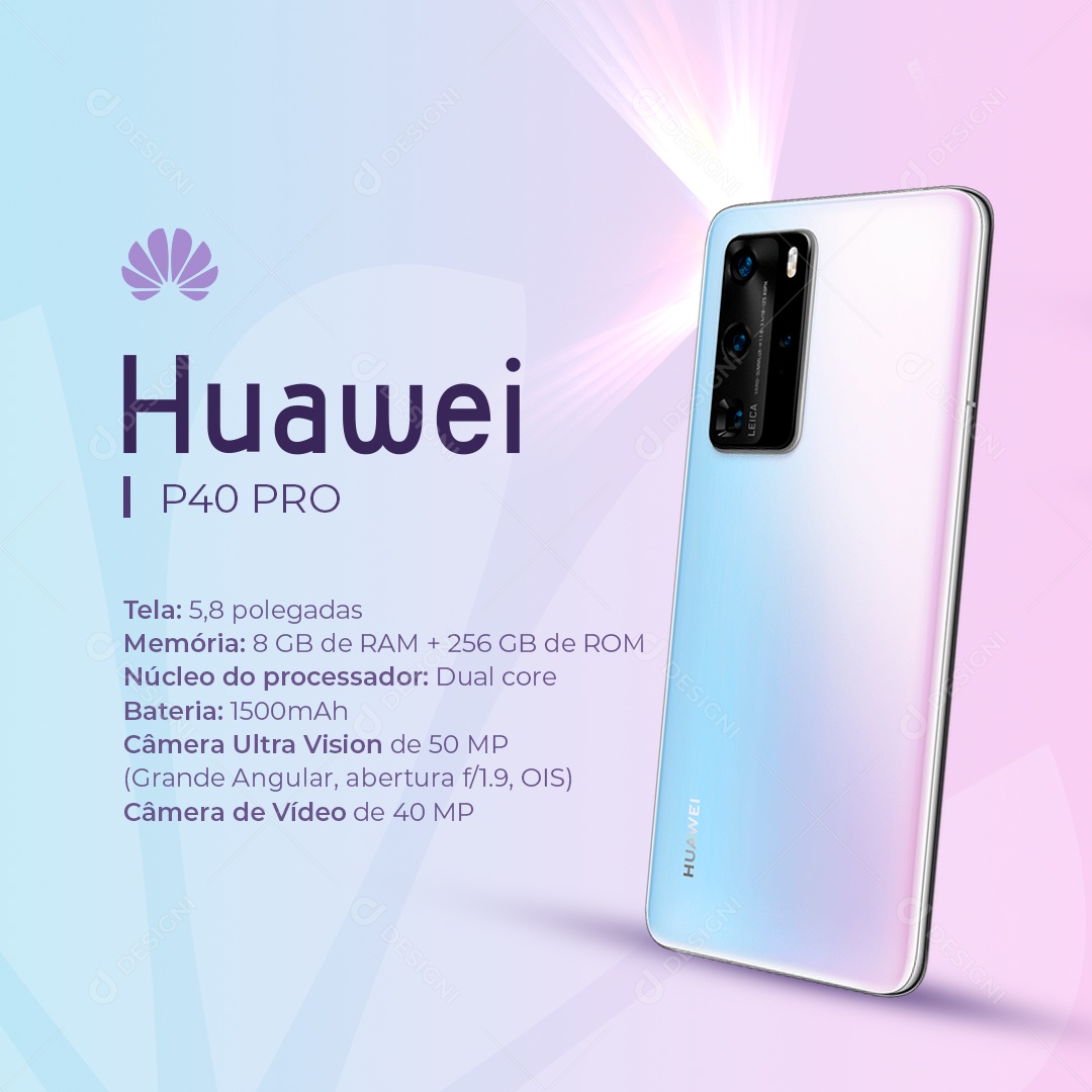 Loja de Eletrônicos Huawei P40 PRO Smartphone Social Media PSD Editável