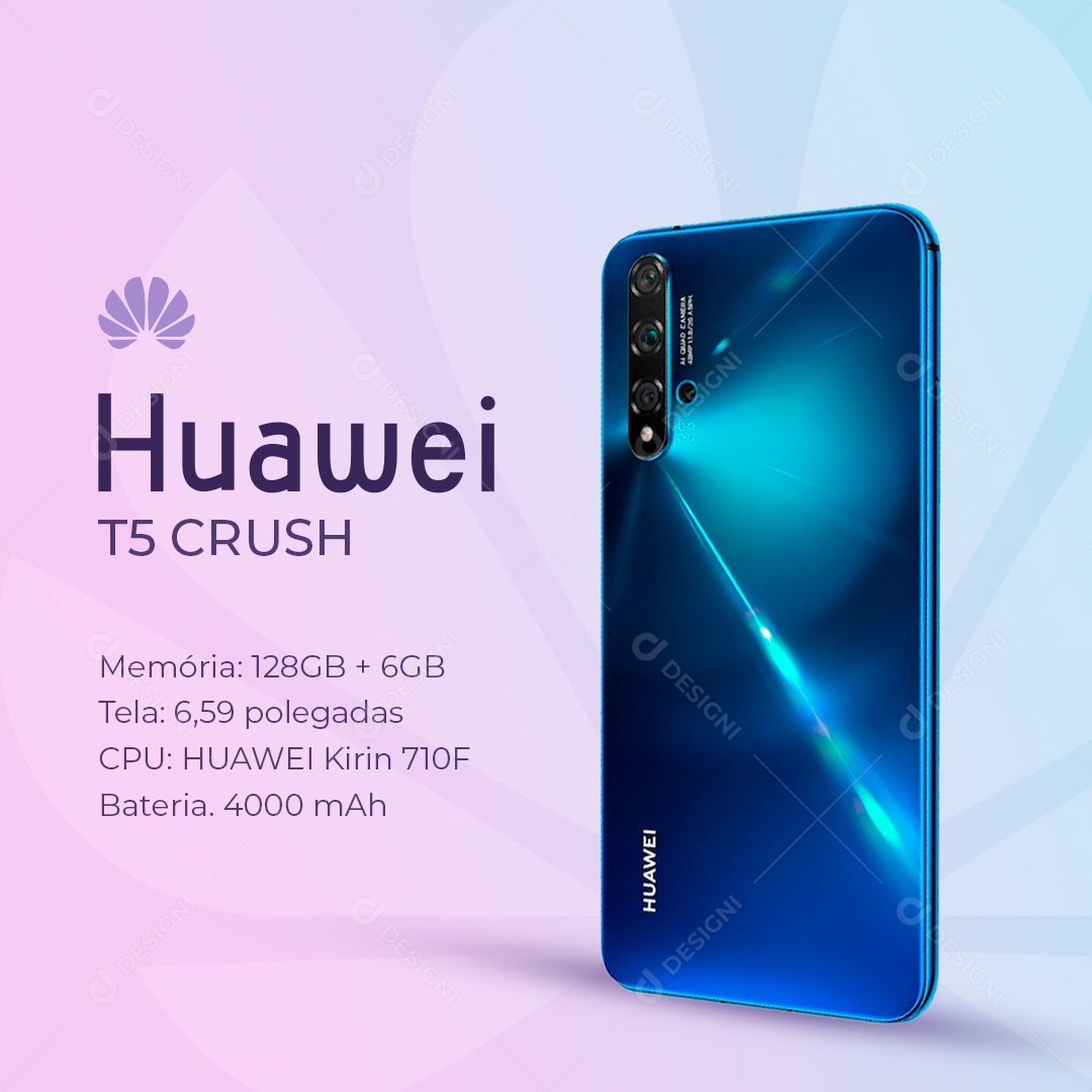 Loja de Eletrônicos Huawei T5 CRUSH Smartphone Social Media PSD Editável