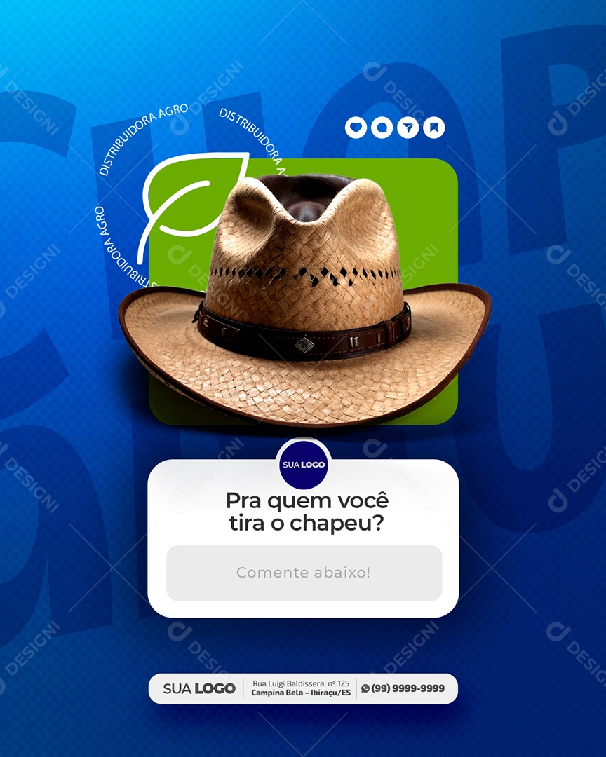 Caixa de Perguntas Pra Quem Você Tira o Chapéu Social Media PSD Editável