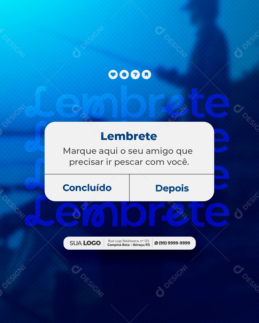 Pescaria Lembrete Marque Aqui o Seu Amigo Social Media PSD Editável