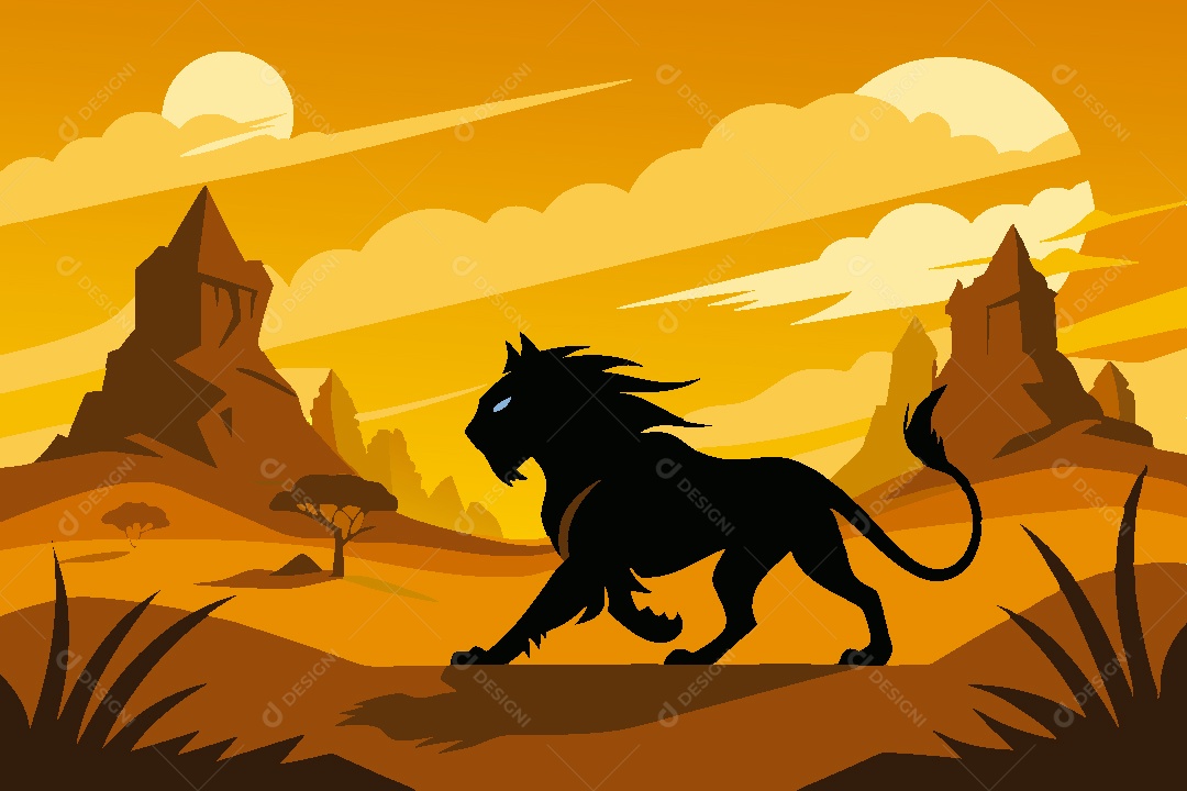 Silhueta de Felino Ilustração Vetor EPS