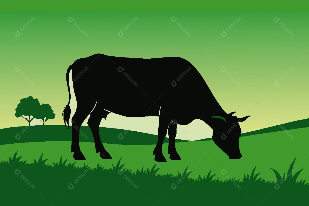 Silhueta de Vaca Ilustração Vetor EPS