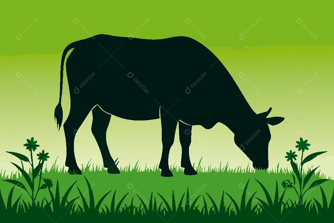 Silhueta de Vaca Ilustração Vetor EPS