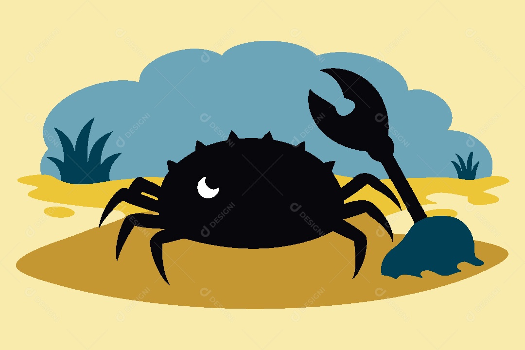 Silhueta de Caranguejo Ilustração Vetor EPS