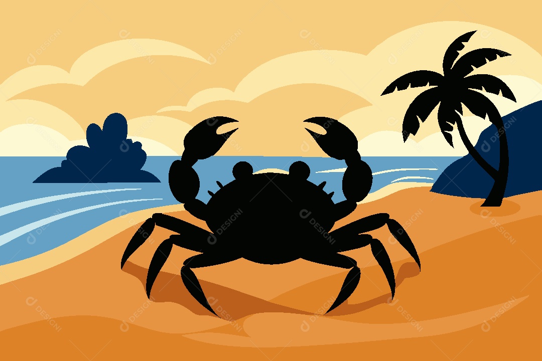 Silhueta de Caranguejo Ilustração Vetor EPS