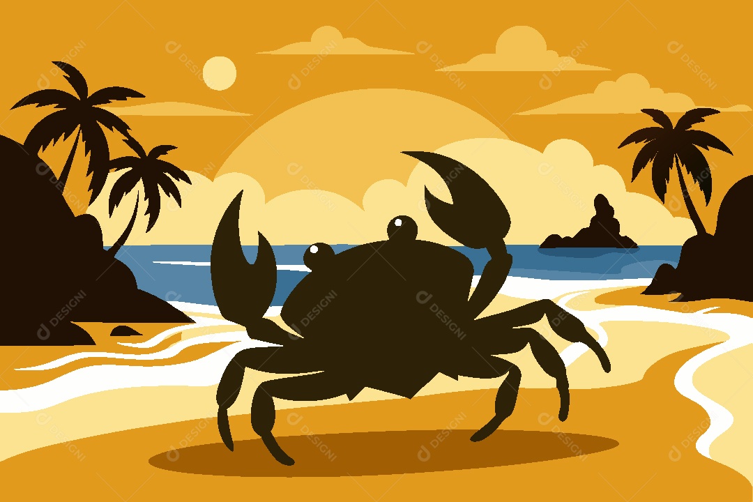 Silhueta de Caranguejo Ilustração Vetor EPS