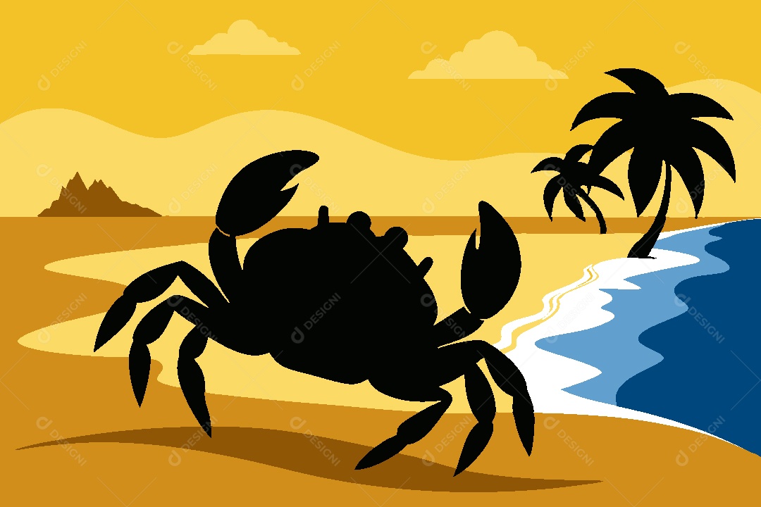 Silhueta de Caranguejo Ilustração Vetor EPS