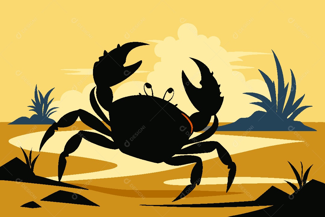 Silhueta de Caranguejo Ilustração Vetor EPS