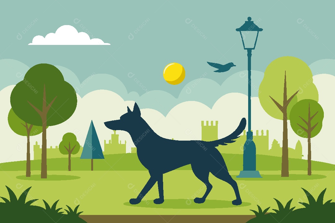 Silhueta de Cachorro Ilustração Vetor EPS