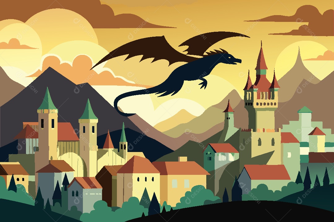 Dragão Ilustração Vetor EPS