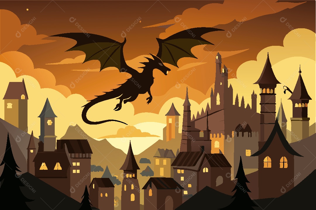 Dragão Ilustração Vetor EPS