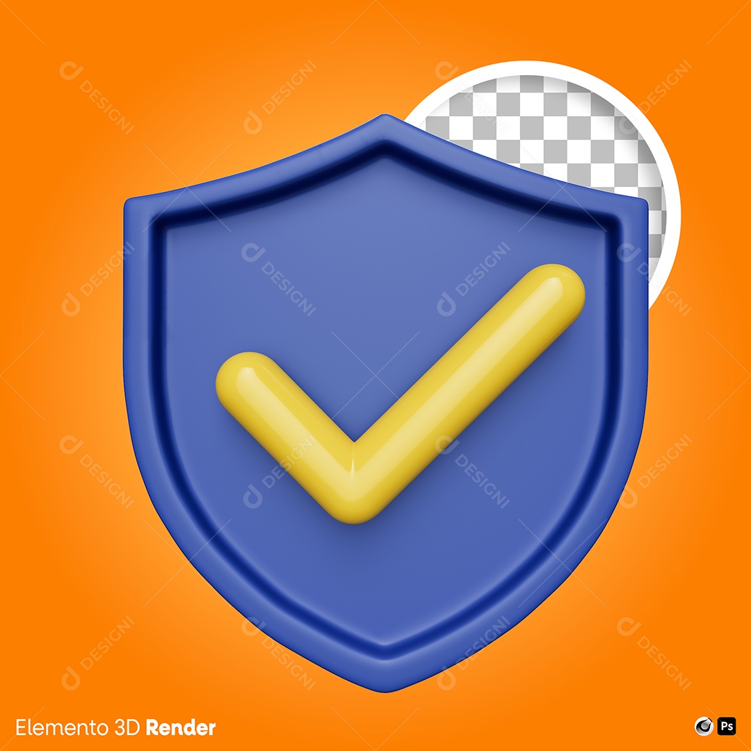 Botão de Aprovado ou Verificado Elemento 3D Para Composição PSD