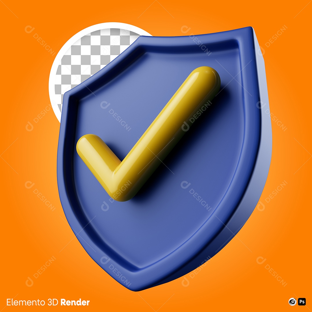 Botão de Aprovado ou Verificado Elemento 3D Para Composição PSD