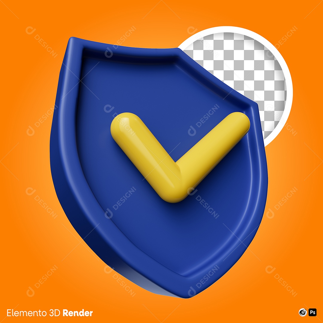 Botão de Aprovado ou Verificado Elemento 3D Para Composição PSD