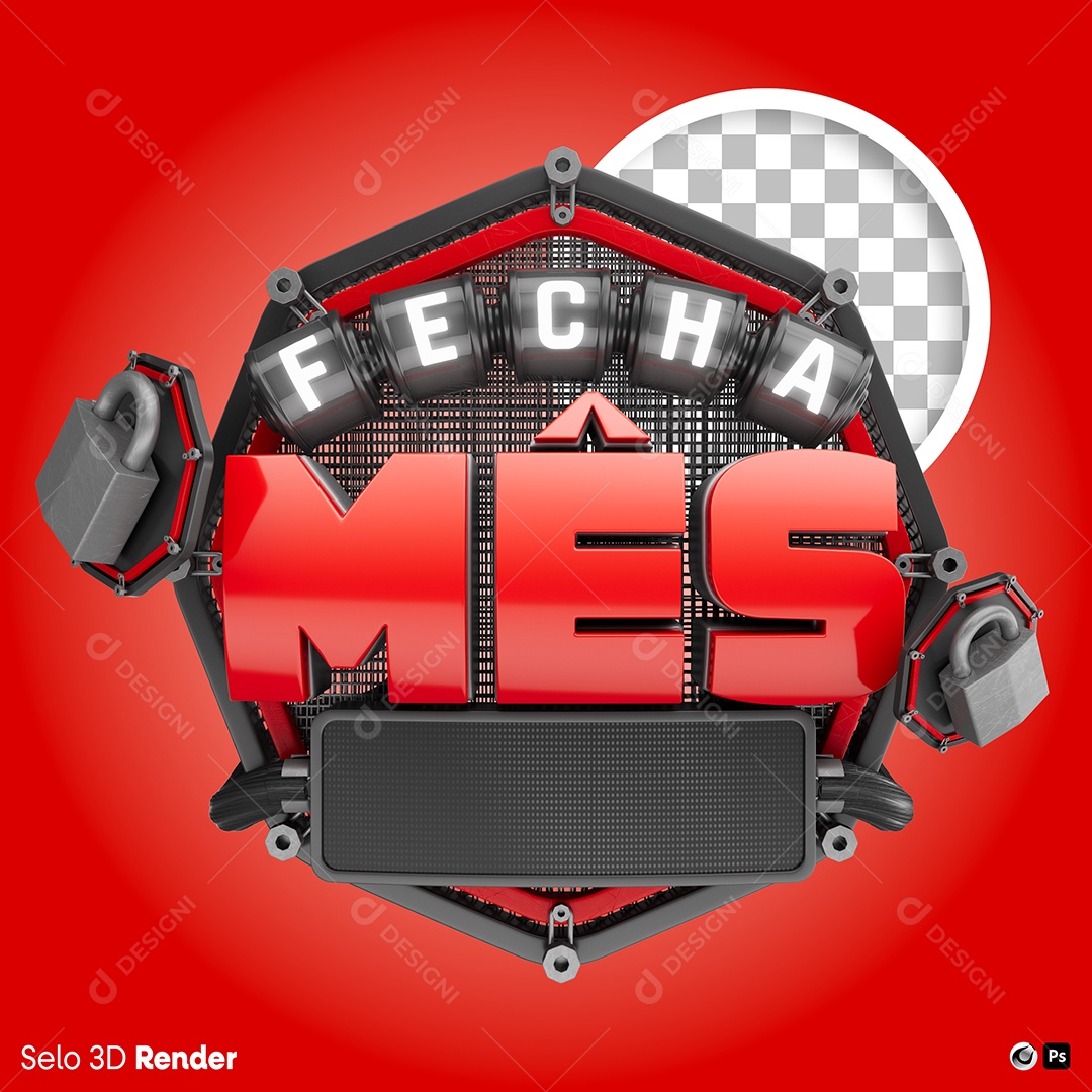 Fecha Mês Selo 3D Para Composição PSD