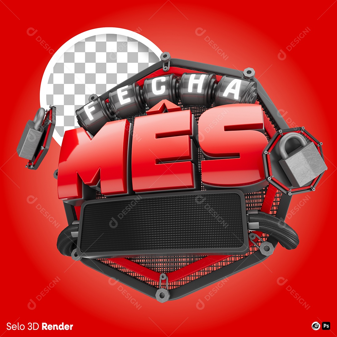 Fecha Mês Selo 3D Para Composição PSD