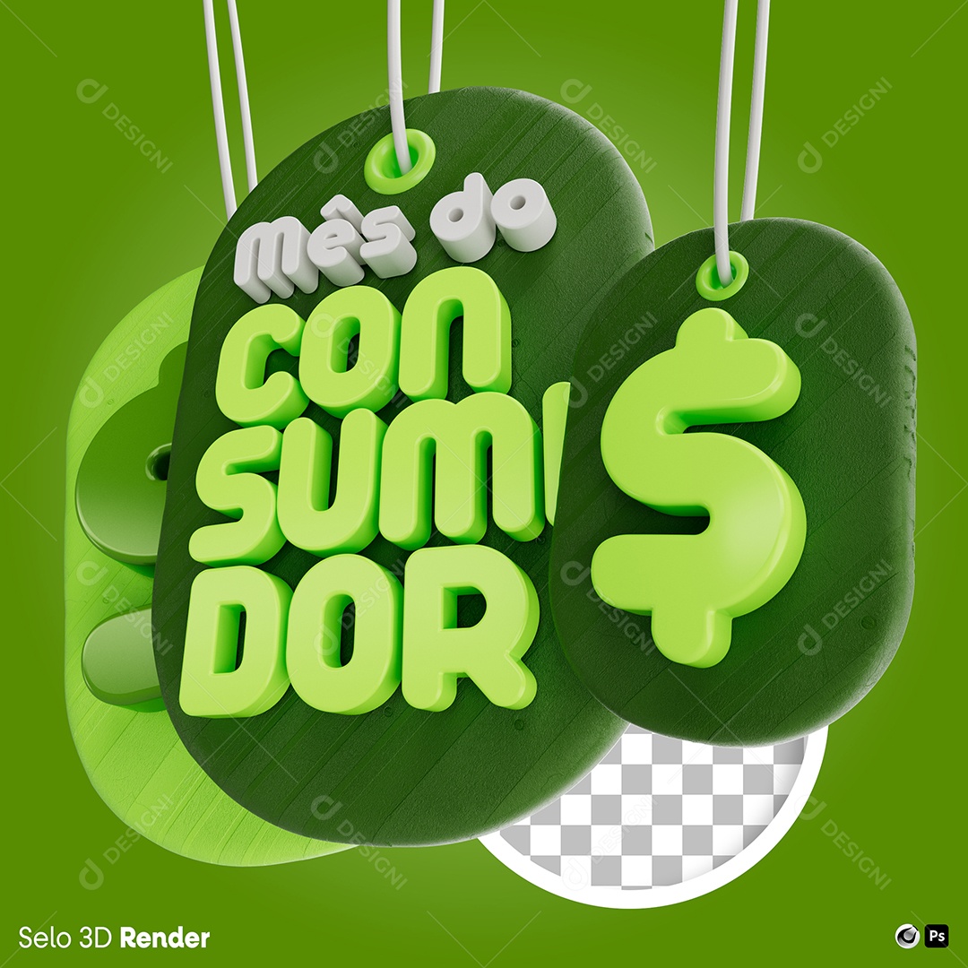 Mês do Consumidor Selo 3D Para Composição PSD