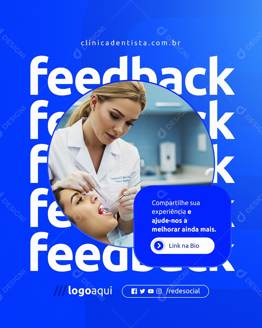 Dentista Feedback Social Media PSD Editável