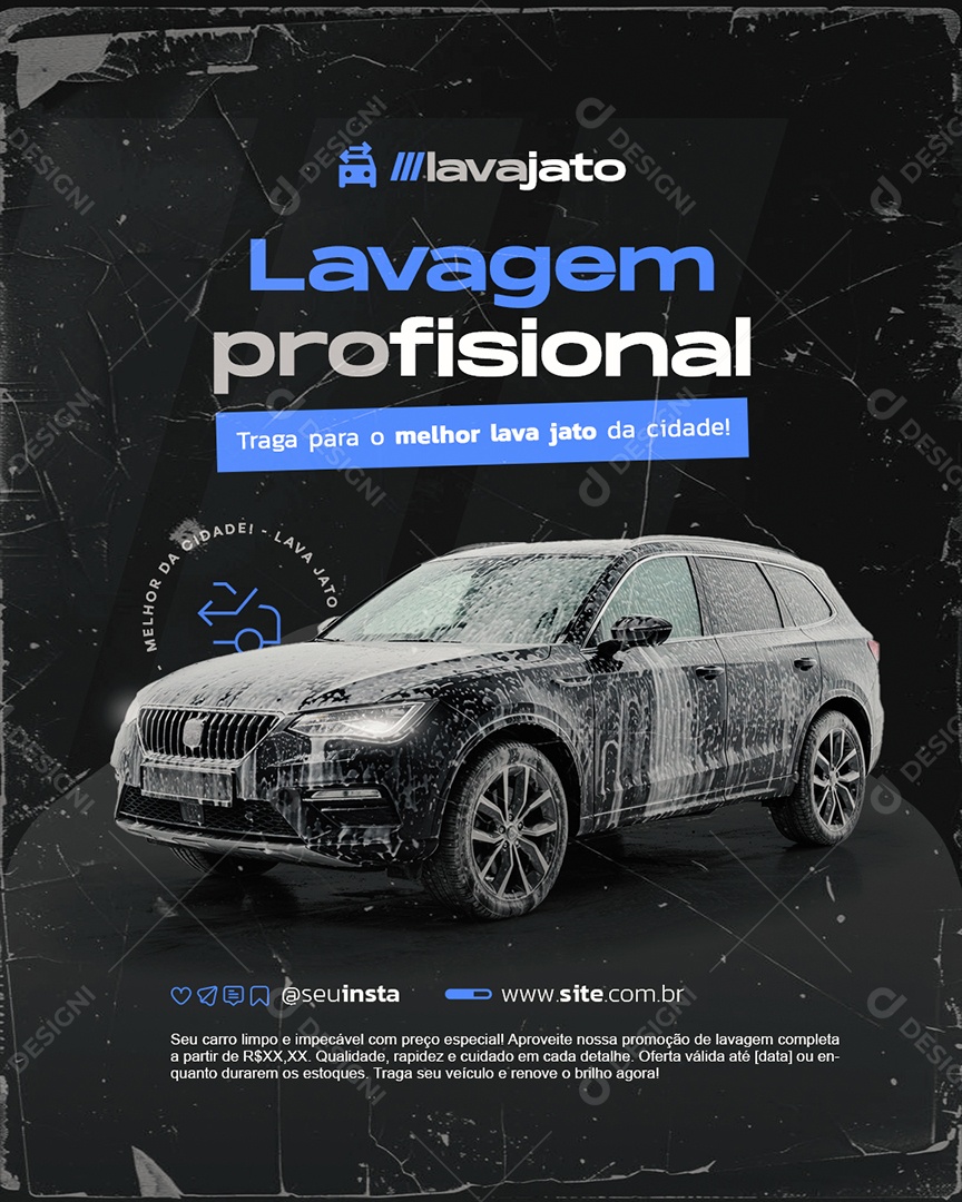 Lava Jato Lavagem Profissional Social Media PSD Editável