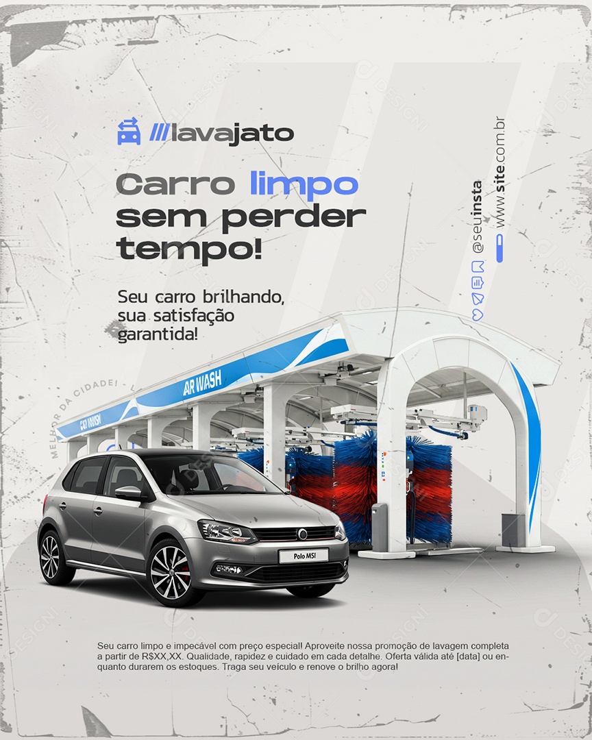 Lava Jato Carro Limpo Sem Perder Tempo Social Media PSD Editável
