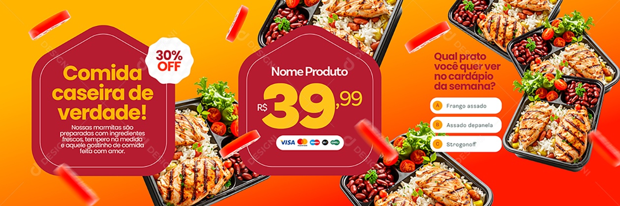 Carrossel Marmitex Comda Caseira de Verdade Social Media PSD Editável