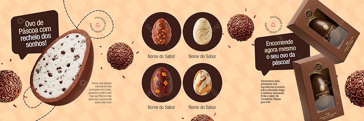 Carrossel Chocolateria Ovos de Páscoa Encomende Agora Mesmo Social Media PSD Editável
