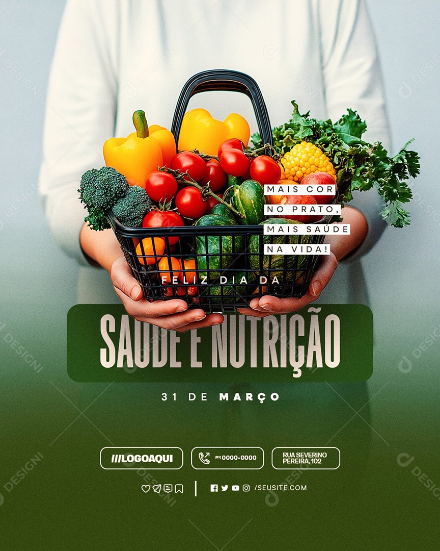 Dia da Saúde e Nutrição 31 de Março Mais Cor no Prato Social Media PSD Editável