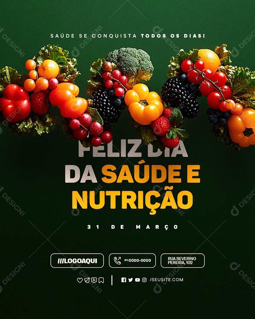 Feliz Dia da Saúde e Nutrição 31 de Março Social Media PSD Editável