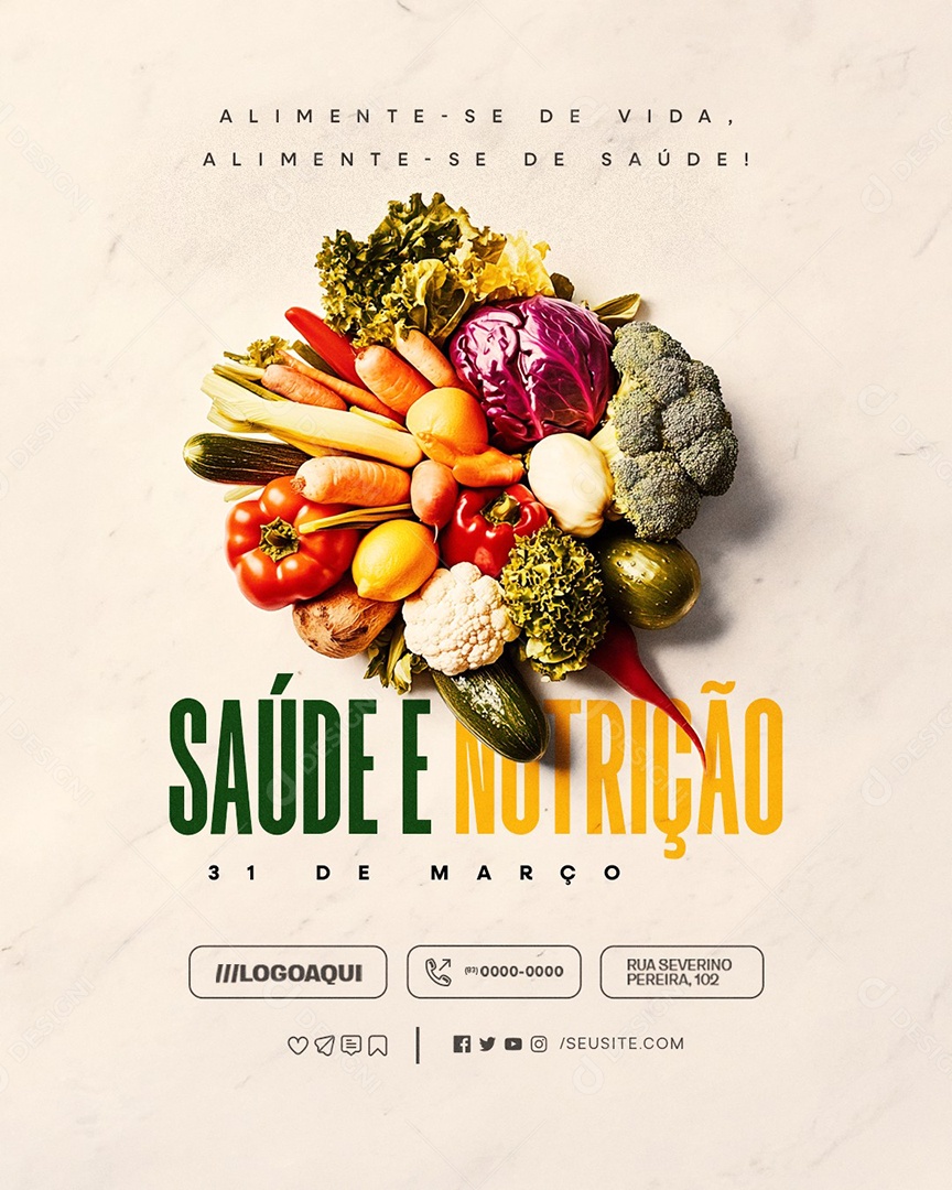Dia da Saúde e Nutrição 31 de Março Alimente-Se de Vida Social Media PSD Editável