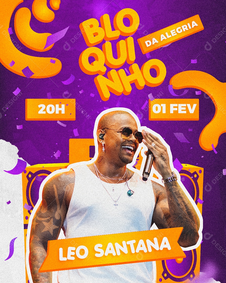 Flyer Bloquinho da Alegria Social Media Feed PSD Editável