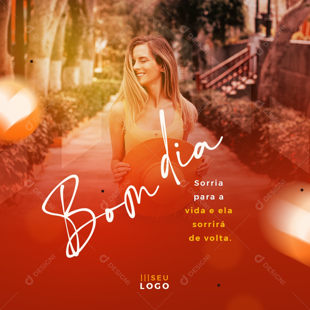 Bom Dia Sorria Para a Vida e Ela Sorrirá de Volta Social Media PSD Editável