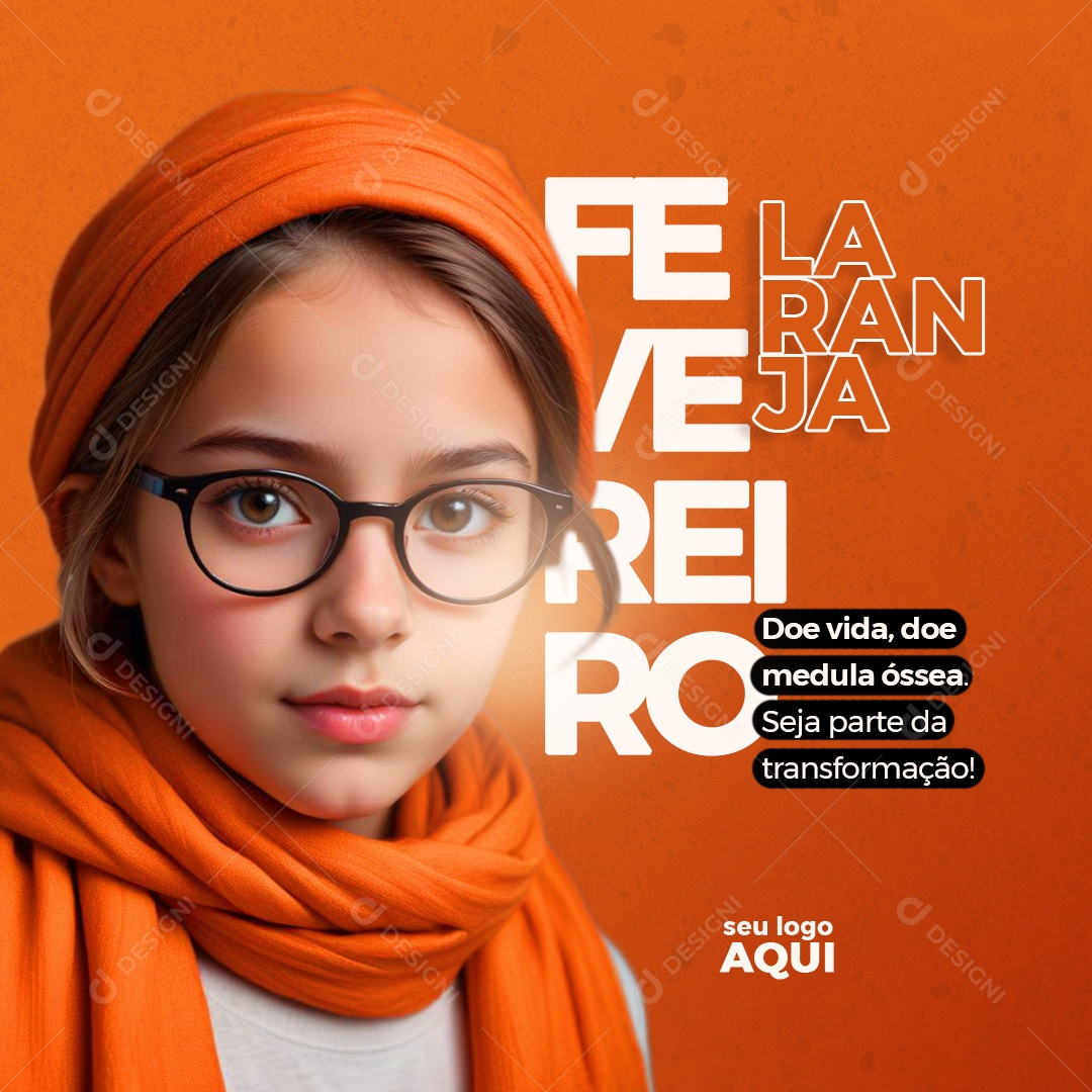 Fevereiro Laranja Doe Vida Doe Medula Óssea Social Media PSD Editável