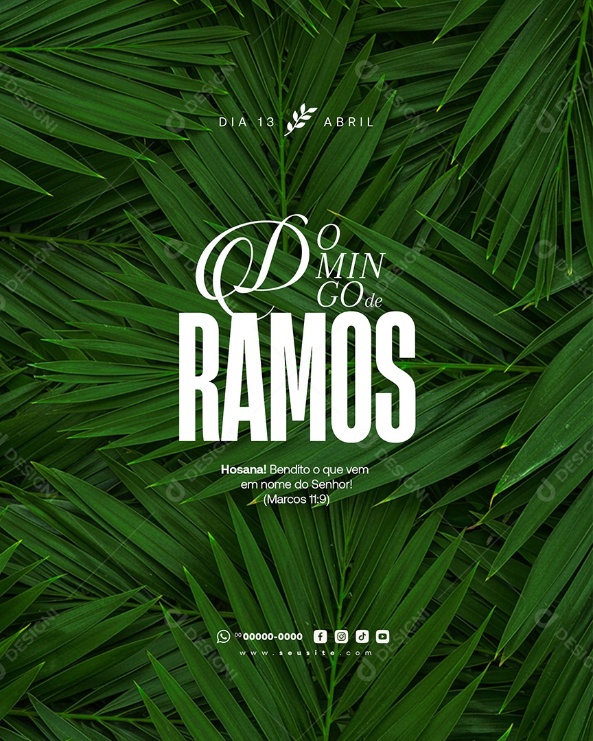 Domingo de Ramos 13 de Abril Hosana Social Media PSD Editável