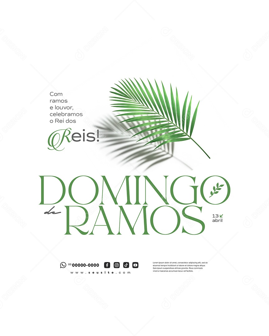 Domingo de Ramos 13 de Abril Hosana Social Media PSD Editável