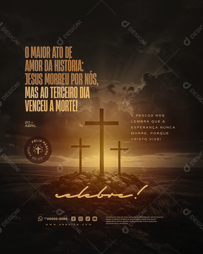 Feliz Páscoa 20 de Abril Social Media PSD Editável