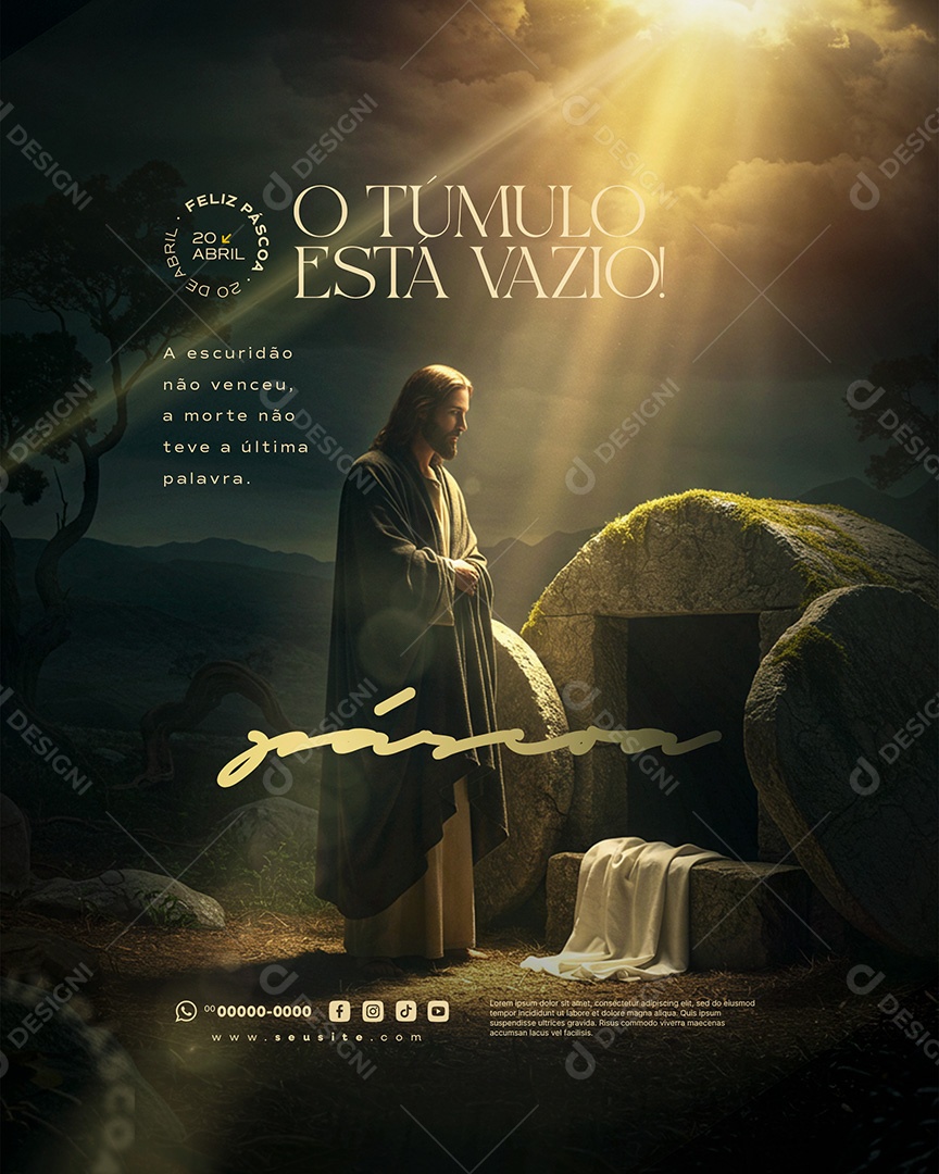 Feliz Páscoa 20 de Abril Social Media PSD Editável