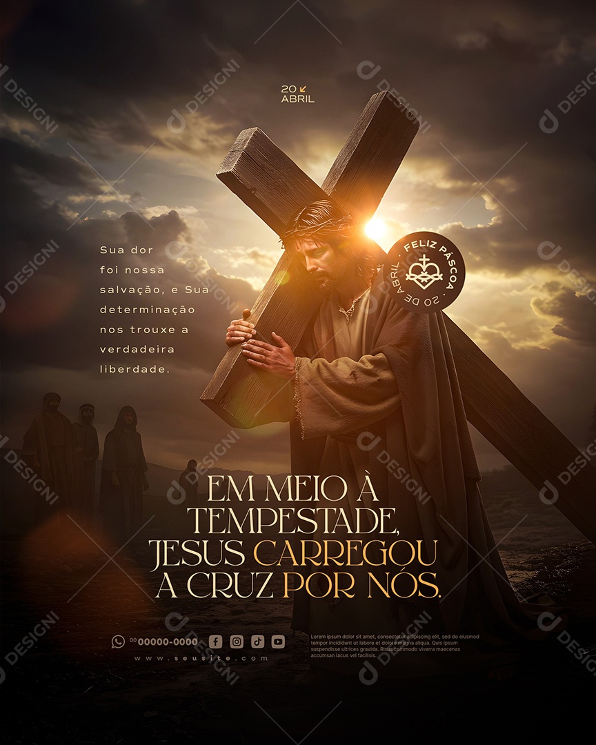 Feliz Páscoa 20 de Abril Social Media PSD Editável