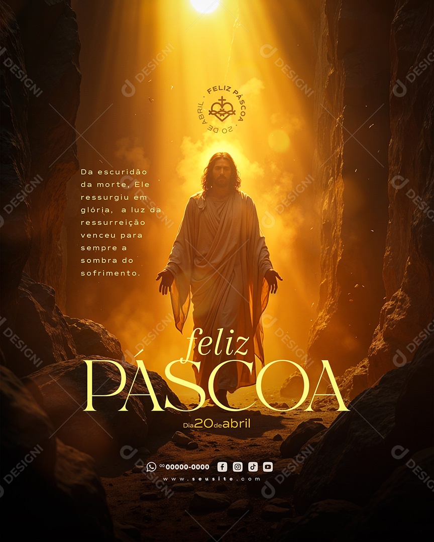 Feliz Páscoa 20 de Abril Social Media PSD Editável