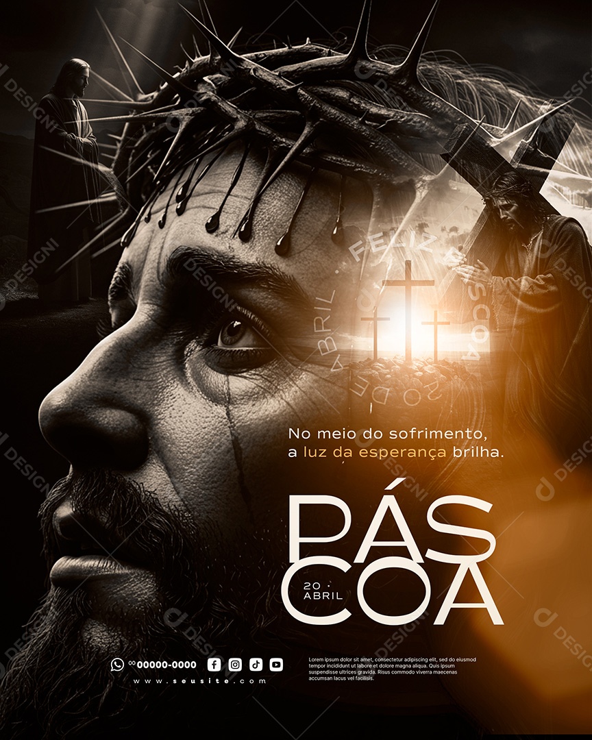 Feliz Páscoa 20 de Abril Social Media PSD Editável