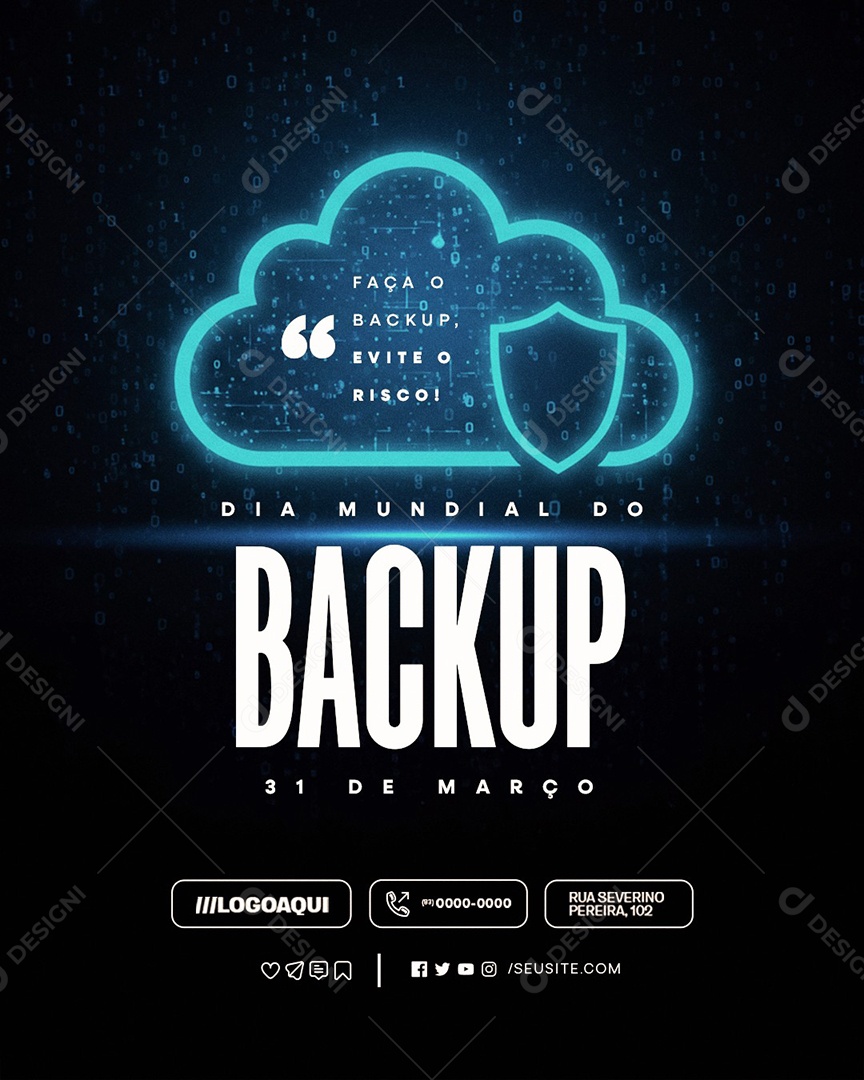 Dia Mundial do Backup 31 de Março Evite o Risco Social Media PSD Editável