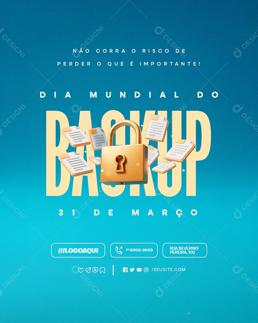 Dia Mundial do Backup 31 de Março Social Media PSD Editável