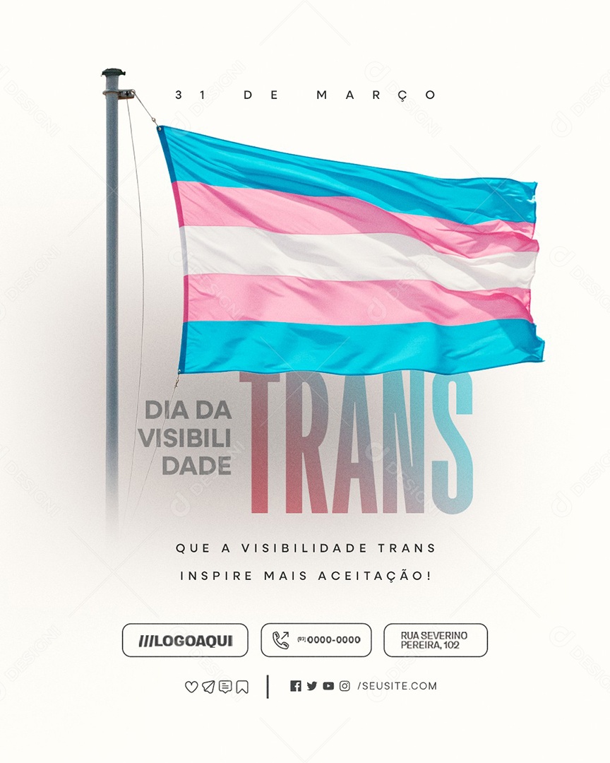 Dia Internacional da Visibilidade Trans 31 de Março Social Media PSD Editável