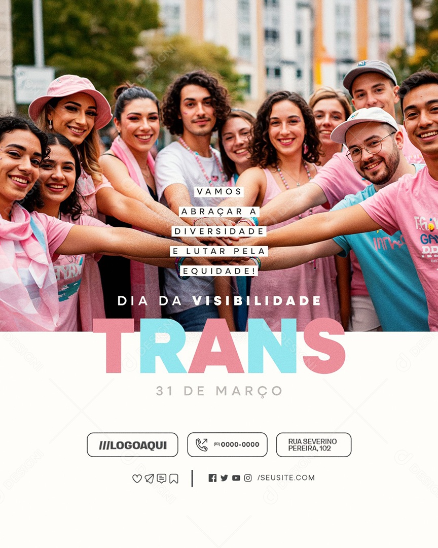 Dia Internacional da Visibilidade Trans 31 de Março Vamos Abraçar Social Media PSD Editável