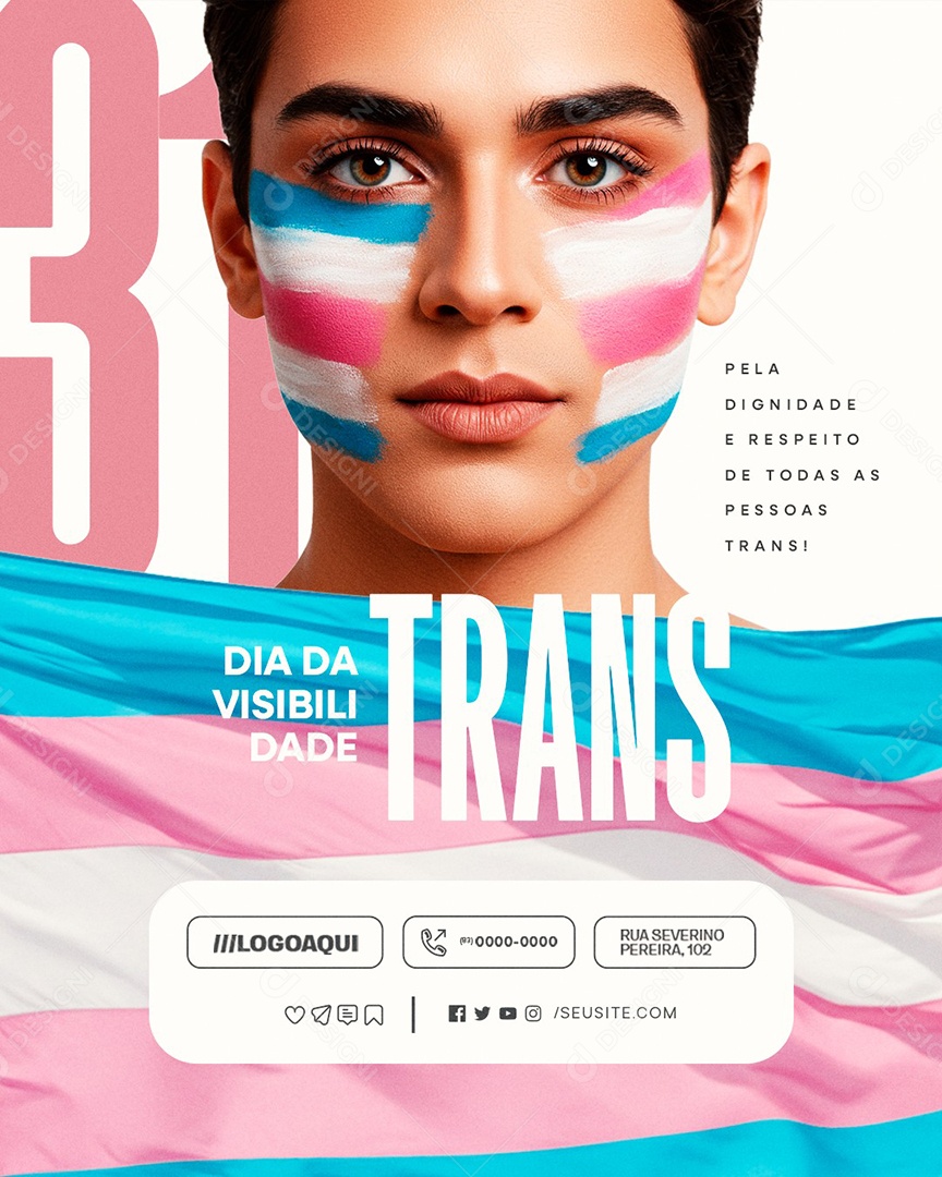 Dia da Visibilidade Trans 31 de Março Pela Dignidade e Respeito Social Media PSD Editável