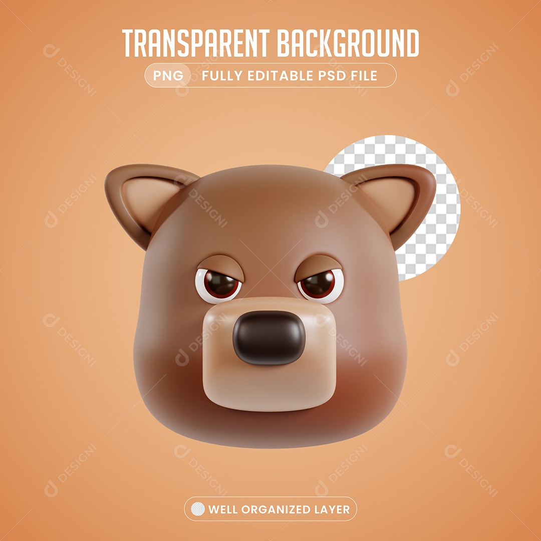 Elementos 3D Urso para Composição PSD