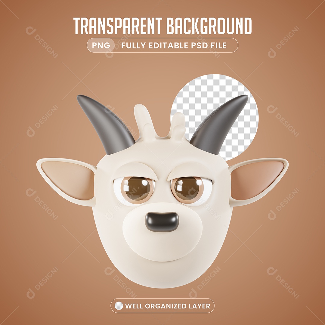 Elemento 3D Cabra para Composição PSD