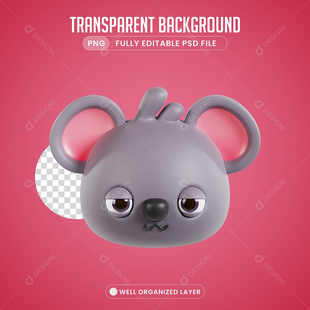 Elemento 3D Koala para Composição PSD