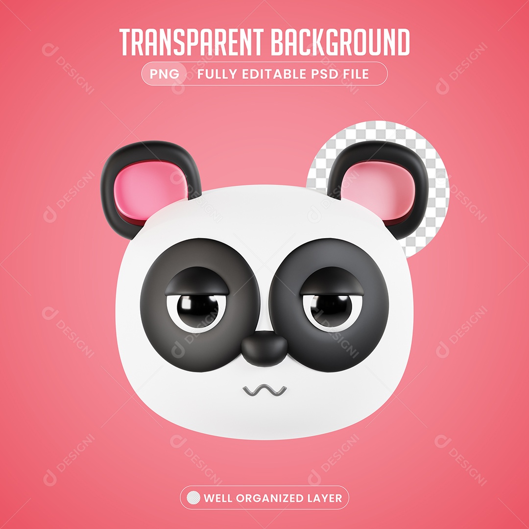 Elemento 3D Urso Panda para Composição PSD